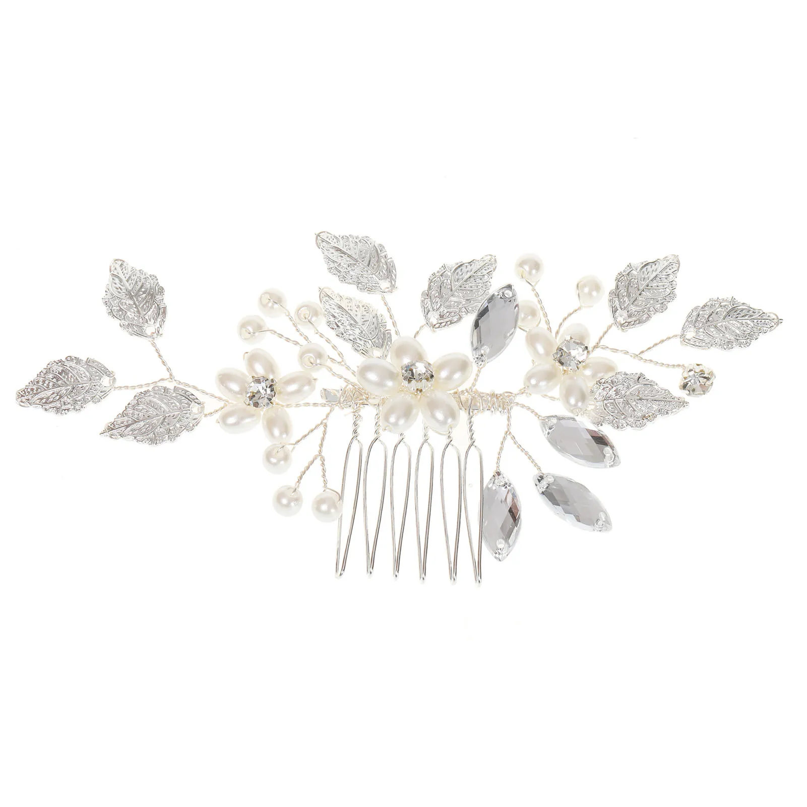 

Flower & Leaves Side Combs for Bride Beads & Rhinestone Beaded Hair Headpiece Hair Bun Pins for Girls Women Alloy Made Newly