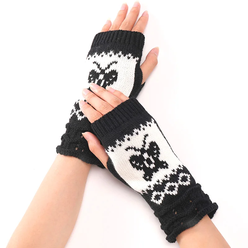 

Короткие теплые перчатки с бабочками, милые модные новые шерстяные женские трикотажные манжеты с открытыми пальцами и ложными рукавами на осень и зиму