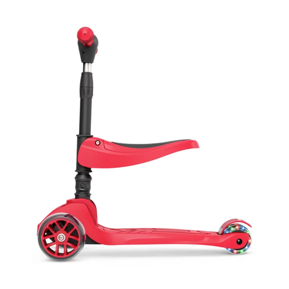 

Spot Red LED Light-up Kids Kick Scooter with Seat Supports for Ages 3+, Unisex