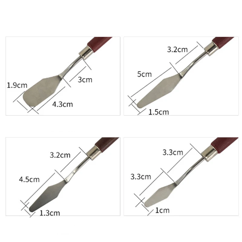 Набор из 4 штук Малярные скребки Художественные аксессуары Каллиграфическая палитра Шпатель-нож Краски Поставки.