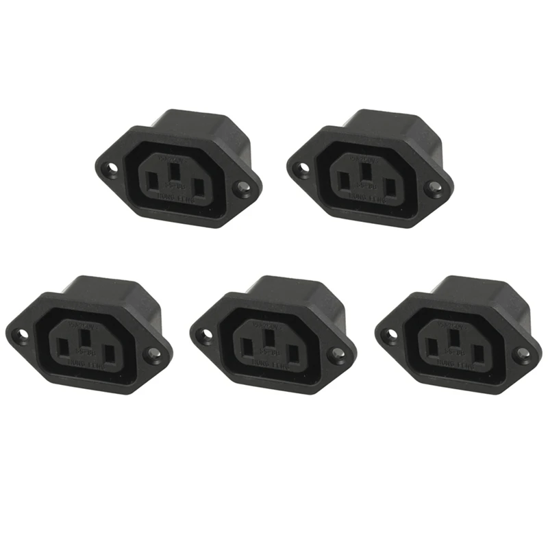 

5 Pcs Black Plastic IEC320 C13 AC 250V 10A Panel Mount Plug And Socket Connectors 5*3*2.8Cm