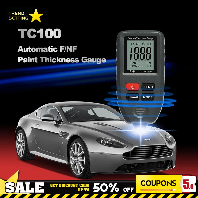 

0.1-1300um Precision Coating Thickness Gauge Car Iron Aluminum Dual Purpose Paint Fil Digital Display Film Thickness Instrument