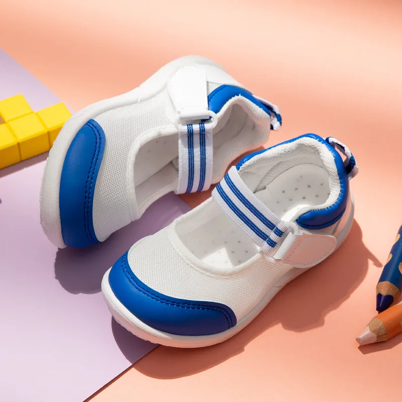 Детская маленькая белая обувь летняя сетчатая дышащая для дома и детского сада