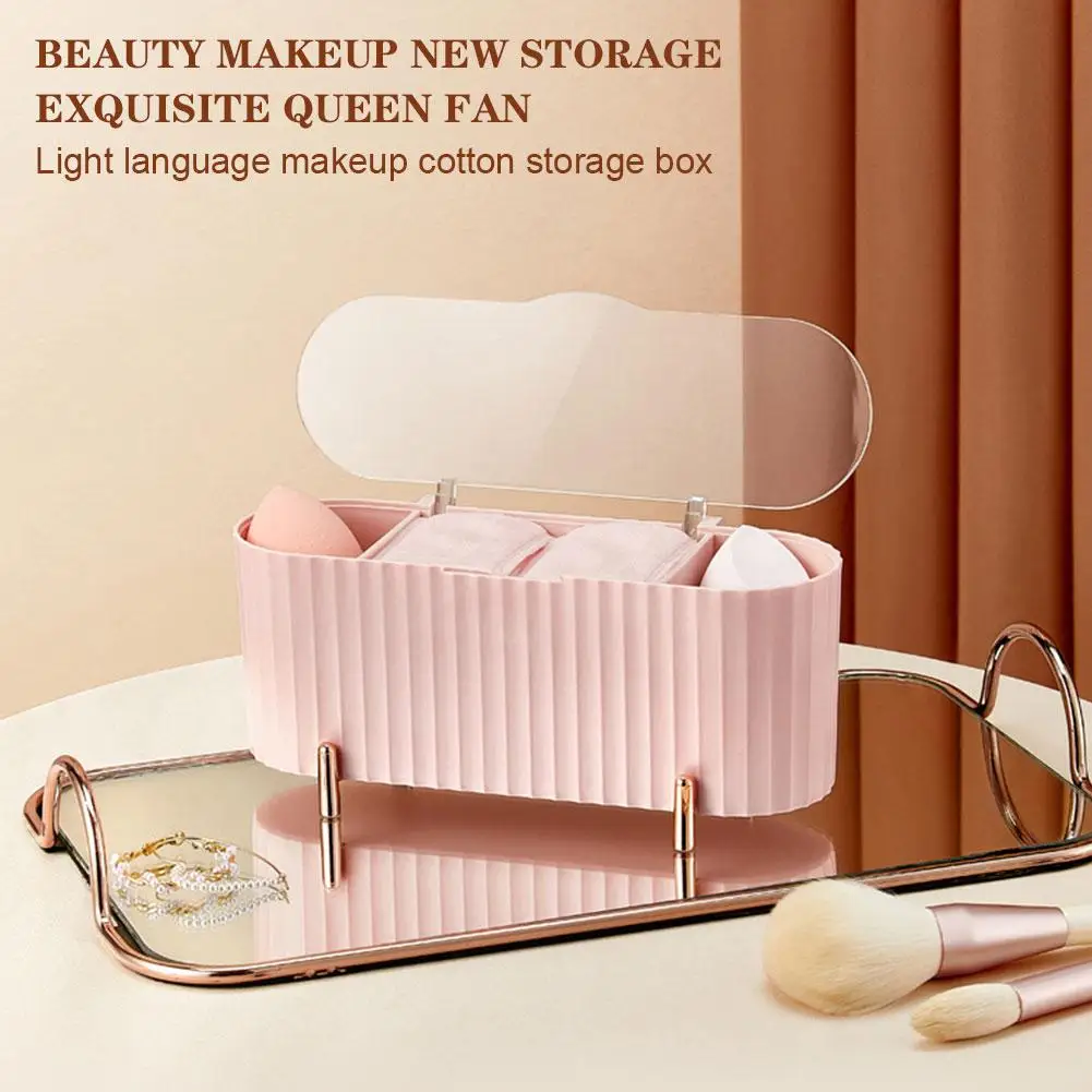 

Desktop Cosmetics Storage Box Dust-proof Makeup Organizer For Cotton Pads Swabs Beauty Egg Holder Bathroom Jewelry Organize S4B8