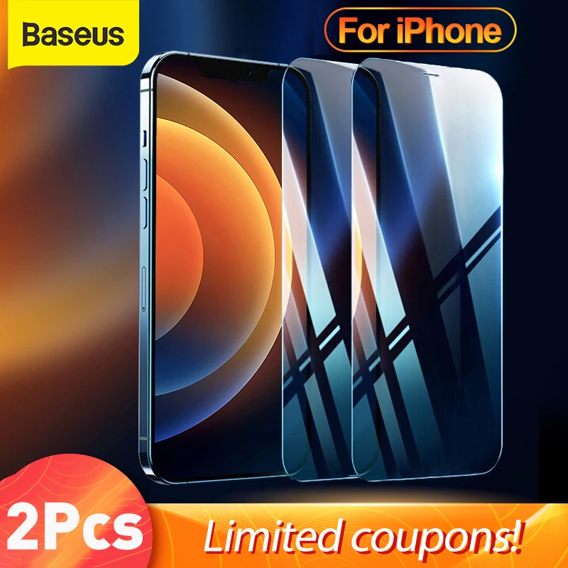 Baseus 2Pcs מזג זכוכית עבור iPhone 14 13 פרו מקס מגן עבור iPhone 12 פרו מקס זכוכית מזג סרט מסך מגן זכוכית