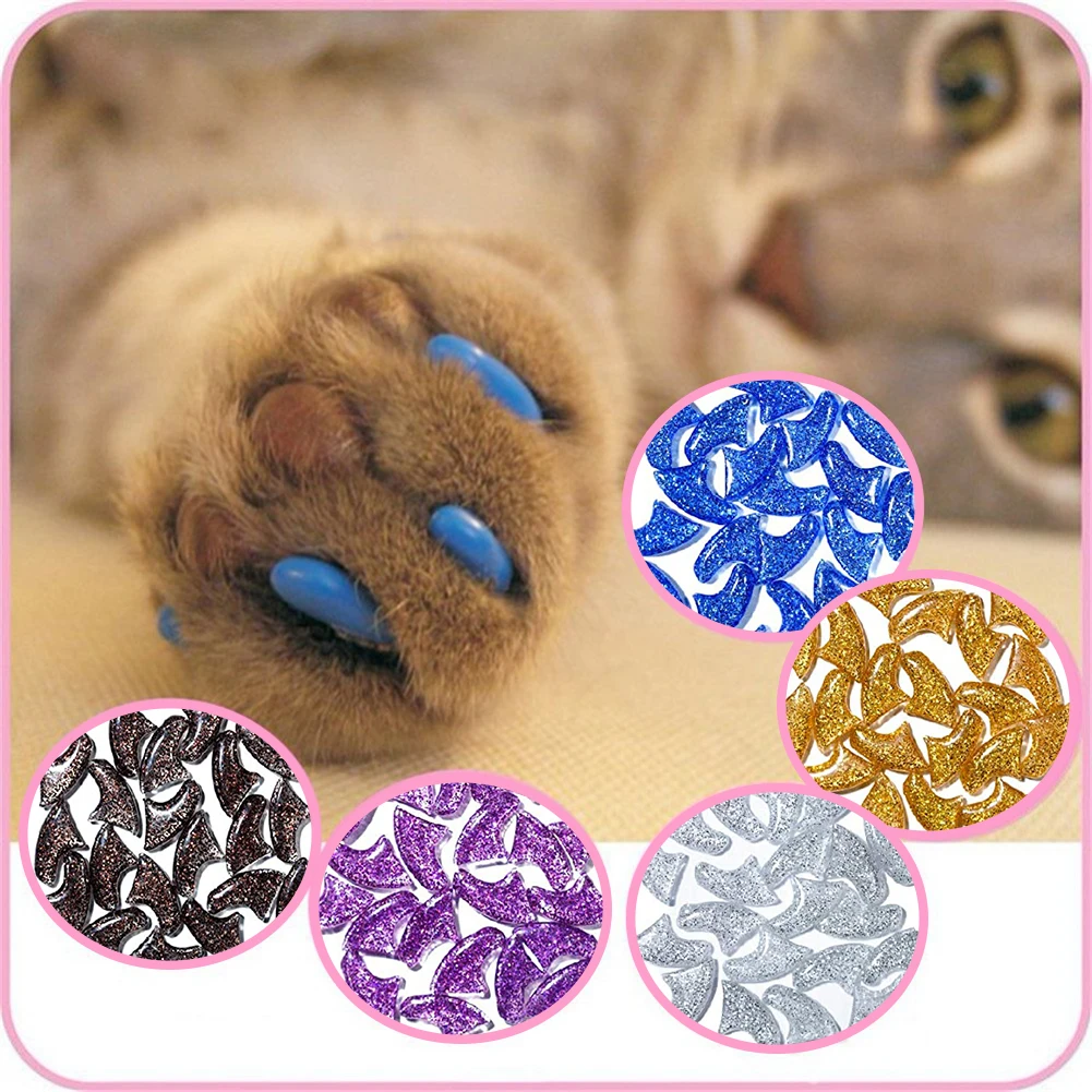 120 PCS/Lot Colorful Cat Nail Caps Soft Dog Claw Soft Paws With Free Adhesive Glue Size S M L Gift For Pet