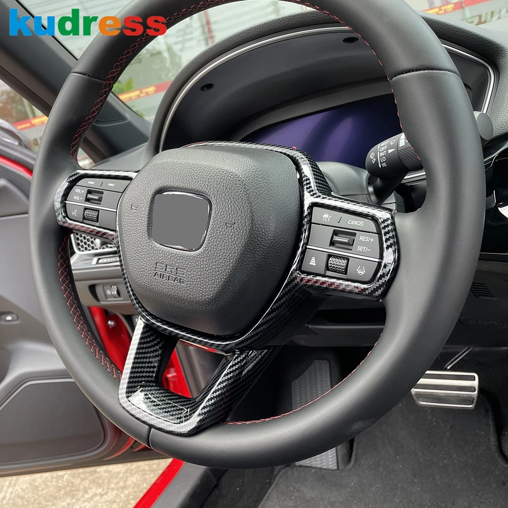 

Car Steering Wheel Panel Cover Trim For Honda Civic Integra Sedan 2022 2023 Carbon Fiber Interior Molding Stickers Accessories