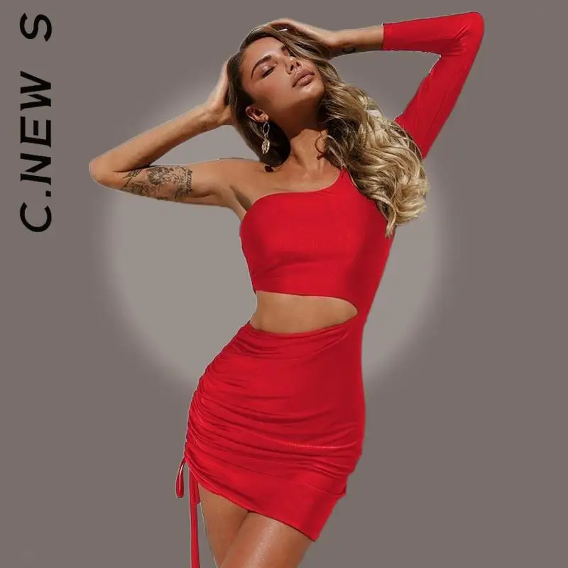 Новые сексуальные ажурные платья C.New S с рюшами на талии Дешевое платье для