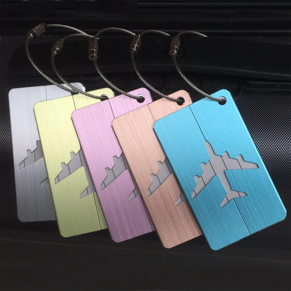 Etiquetas de Metal para equipaje de viaje, etiquetas de nombre de maleta, soporte de etiqueta de dirección, etiqueta de equipaje de aleación de aluminio, accesorios de viaje