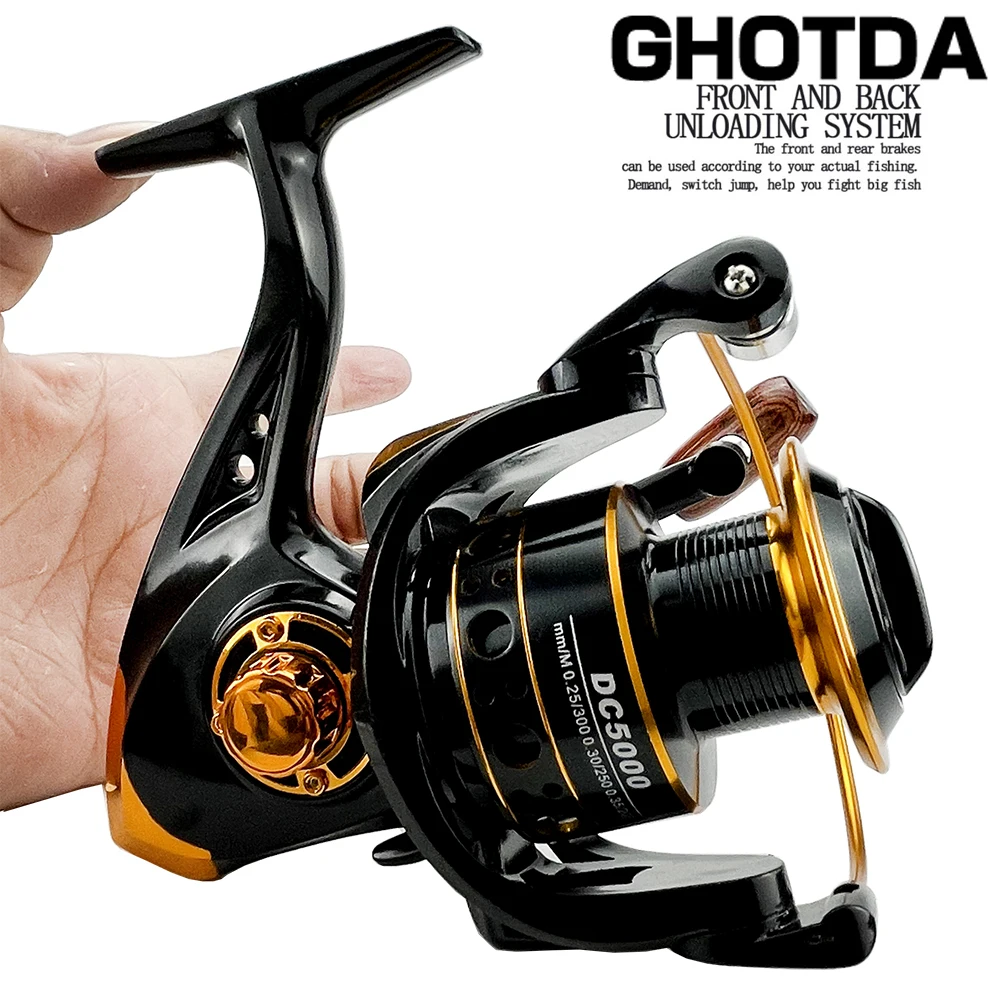 

Wooden Handle 1000-7000 Lightweight Metal Spool Jigging Trolling Long Casting Salt Water Surf Sea Spinning Fishing Reel