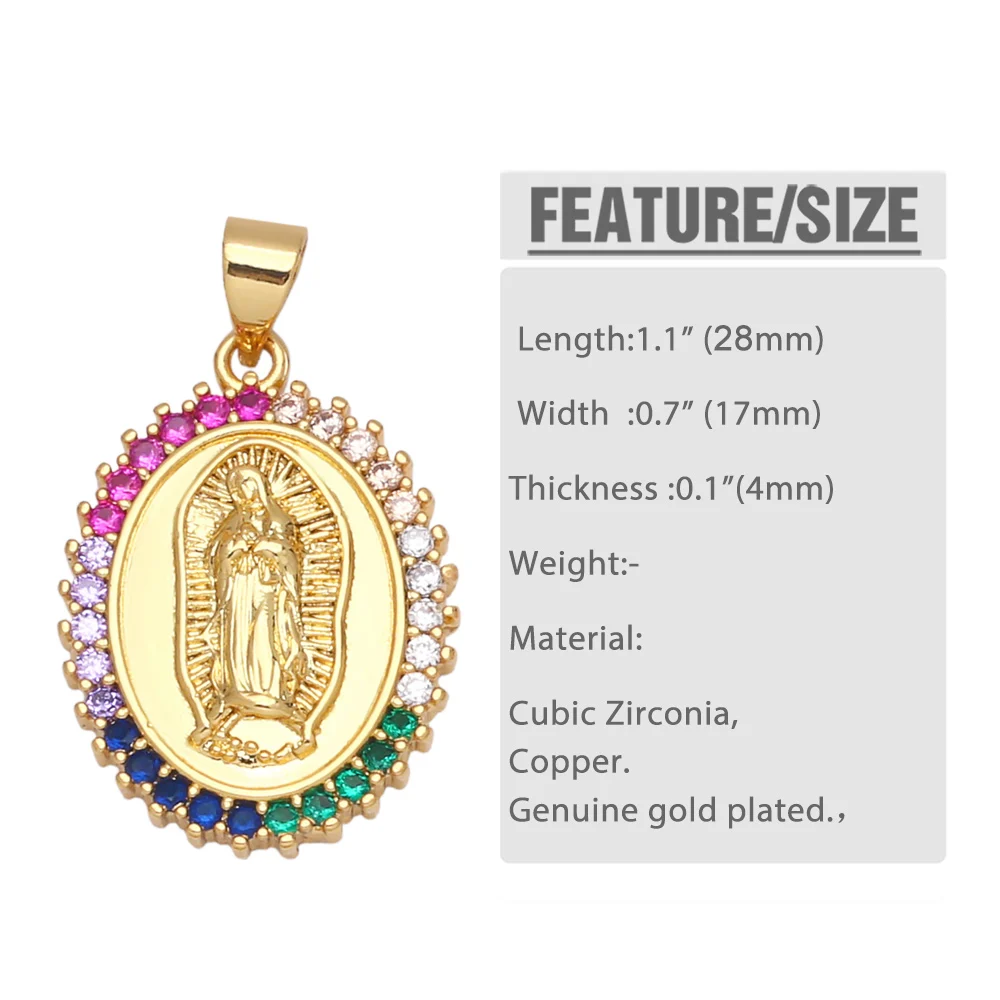 Подвески OCESRIO Rainbow Virgen de la Caridad del Cobre с золотым покрытием медный циркон