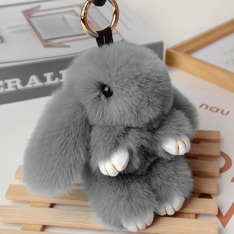 Пушистый брелок-зайчик из искусственного меха QYL