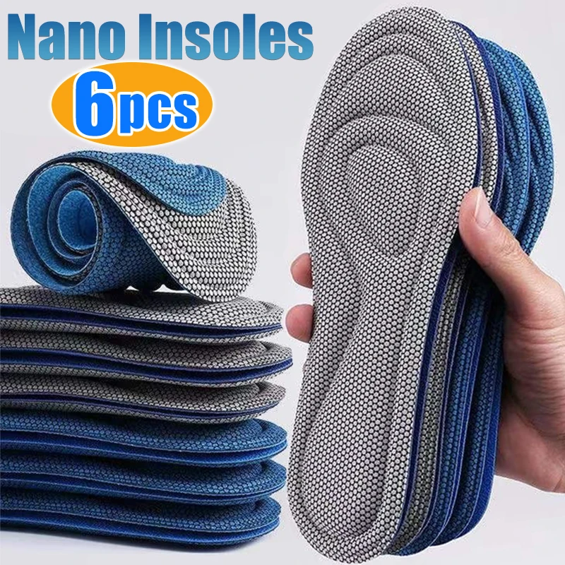 6PCS Nano Antibacterial Insoles Memory Foam Orthopedic Shoe Pad Unisex Deodorization Insole Sweat Absorption Shoe Accessories