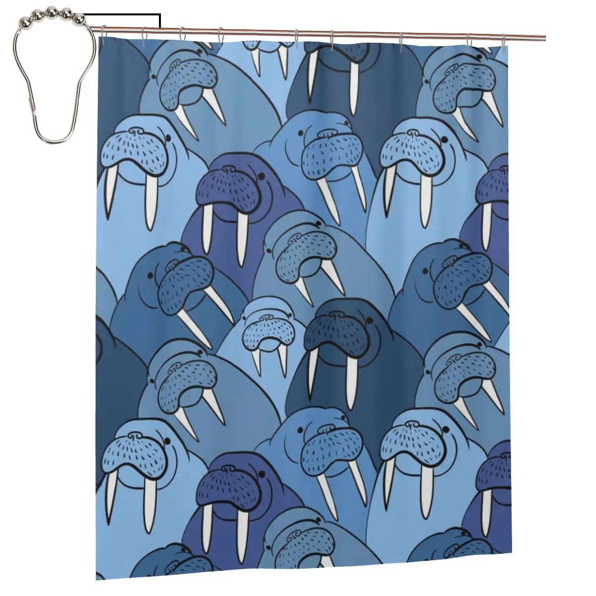 

Wall Of Walrus Shower Curtain for Bathroon Personalized Funny Bath Curtain Set with Iron Hooks Home Decor Gift 60x72in