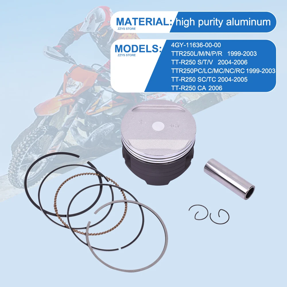 

73mm 73.25mm 73.5mm 73.75mm 74mm Piston Rings For Yamaha TTR250 TTR250P TT-R TTR 250 TT-R250S TTR250S TT-R250C TTR250C 1999-2006