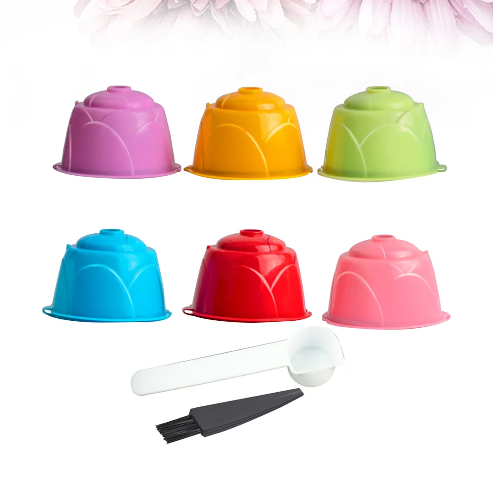 

Coffee Maker Kit Reusable Coffee Tamper Filter Cup Compatible for Dolce Coffee Machine (Random Color, 6Pcs