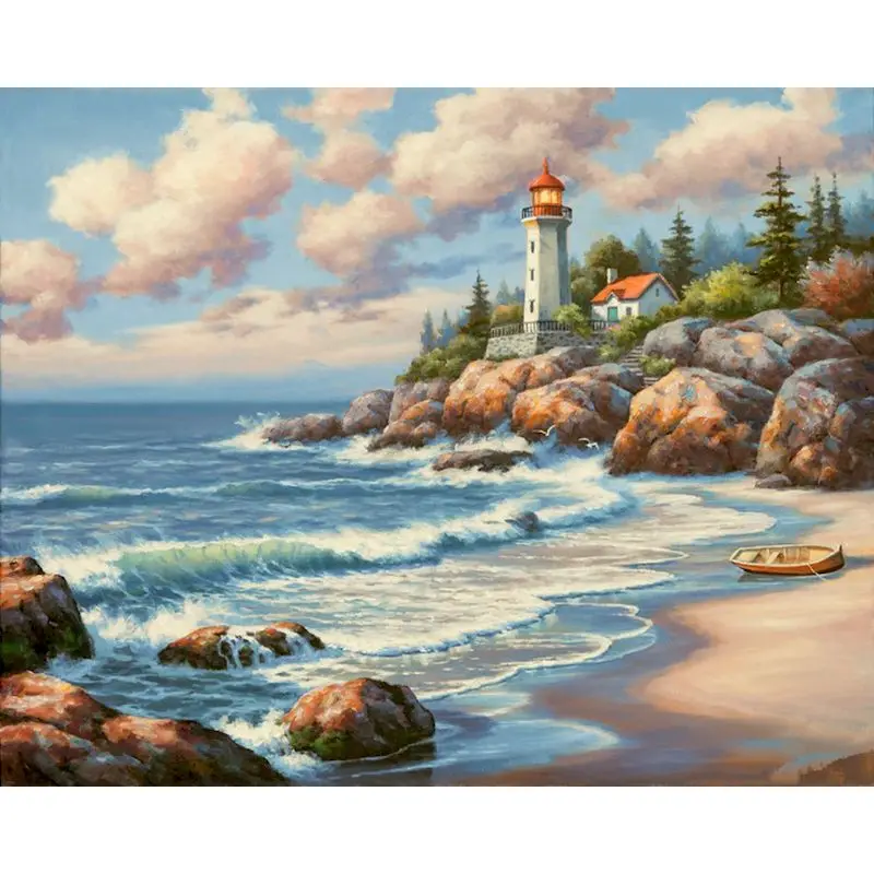 

GATYZTORY Painting By Numbers Pictures For Adults On Canvas Seaside Landscpae Digital Coloring Oil Paintings By Number Home Deco