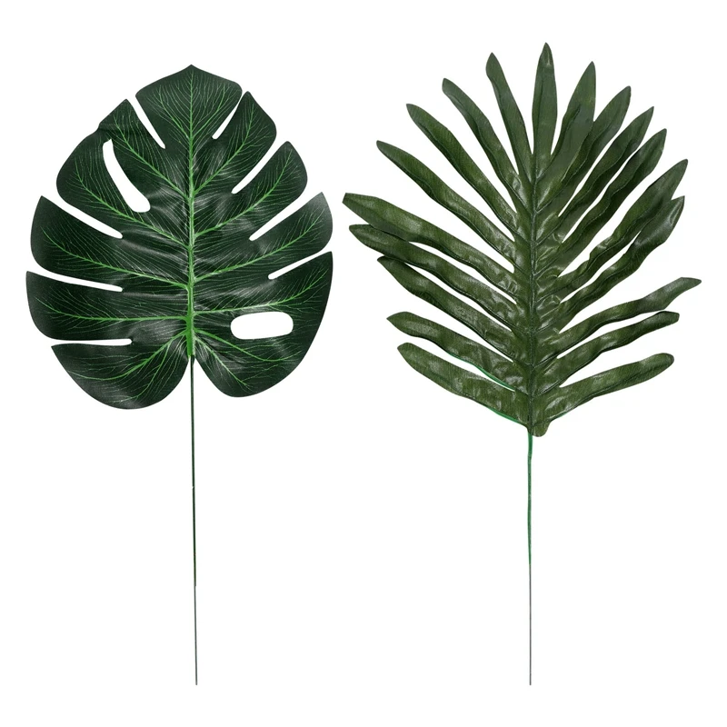 

24 шт. 2 вида тропические растения Пальмовые Листья искусственные листья сафари листья Гавайская черепаха листья лампочки