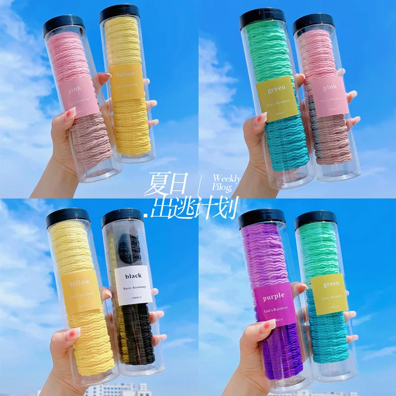

Candy Color Rubber Band Hair Rope Temperament Hair Ring Towel Ring Summer Internet Celebrity Minimalist Head Rope Headdress