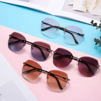 metal cutting lens eyewear tinted rimless sunglasses sun glasses oversized sunglasses for women