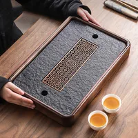 Set Serving Luxury Tea Marble Tray Black Vintage Ceremony Chinese Tea Tray Desk Rectangle Bandeja Bambu Home Accessories ZXF