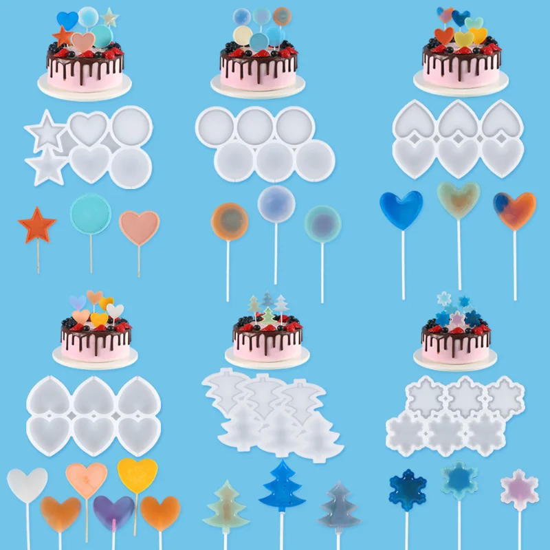 

Lollipop Silicone Mold Christmas Tree Love Shape Chocolate Cake Plug-in Decorations Cheese Sticks Epoxy Mold Fondant Cake Tools