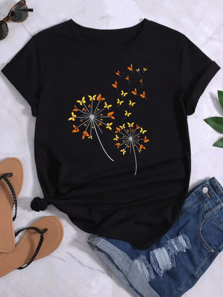 

Butterfly Flower Printed T Shirt Fashion Women T Shirt Summer Tops Harajuku Graphic Tee Shirts Woman Short Sleeve T-shirts Tops