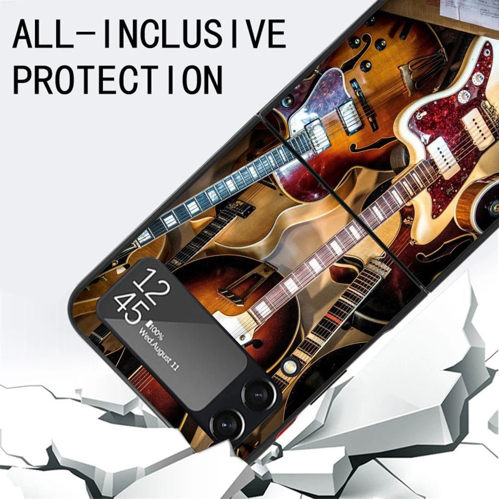 Чехол для телефона с музыкальной скрипкой и гитарой Samsung Galaxy Z Flip3 5G Flip4 Flip5 черный