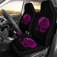 Purple Rose Blooming on Black Background Car Seat Covers 210402,Pack of 2 Universal Front Seat Protective Cover