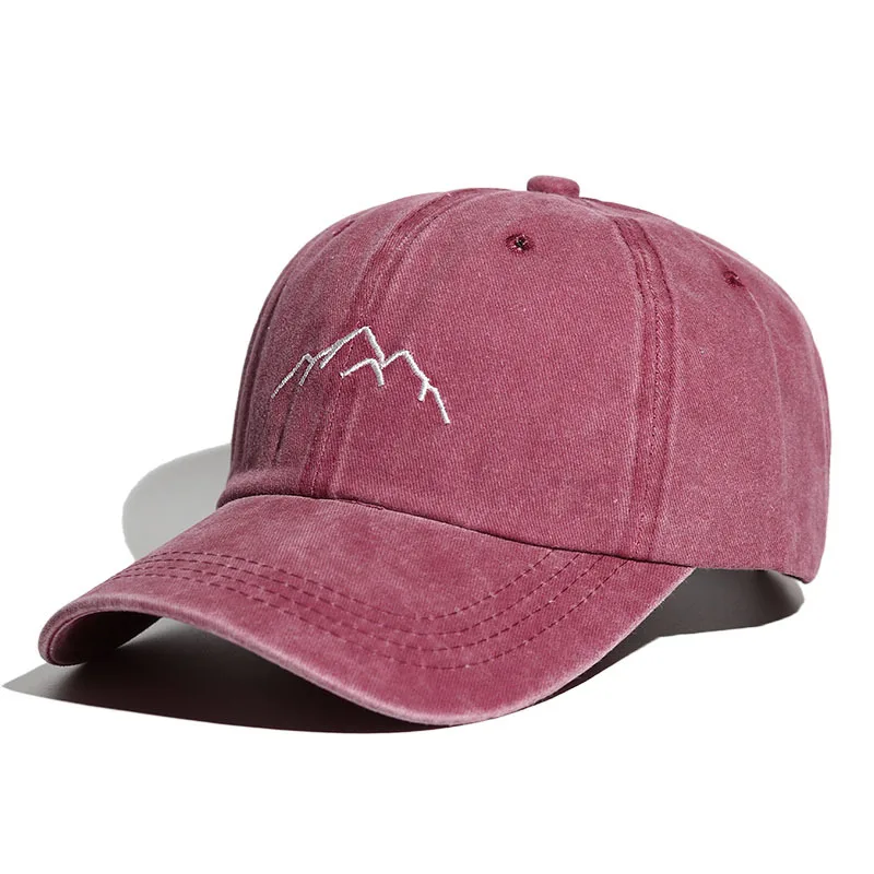 

Washed Mountain Men Hat Men Cap Outdoor Sports Retro Baseball Cap Hip Hop Embroidery Mountain Range Snapback Hat for Women