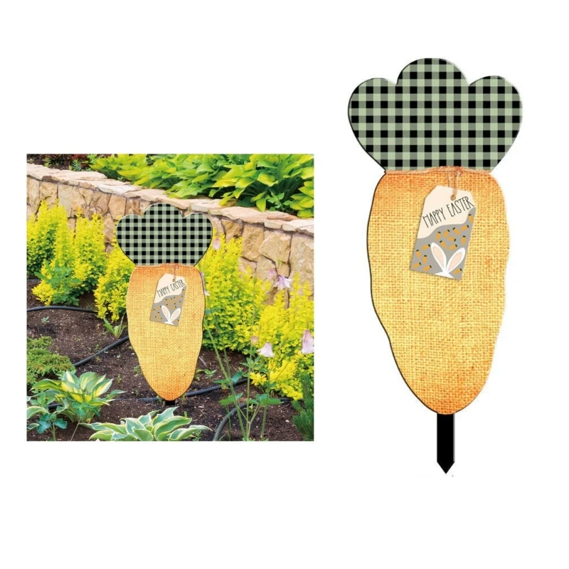 

Пасхальные знаки двора моркови, садовая стойка, акриловые весенние дворы, украшения для газона
