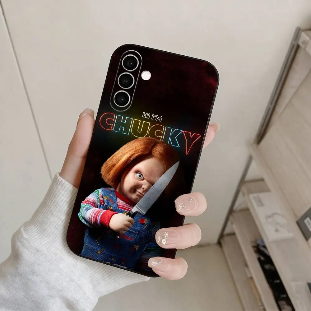 Фото Чехол для телефона с изображением куклы Хоррор С-Чаки для Samsung Galaxy A73, A72, A71, A70, A53, A52, A51 и других моделей, мягкий черный чехол №3