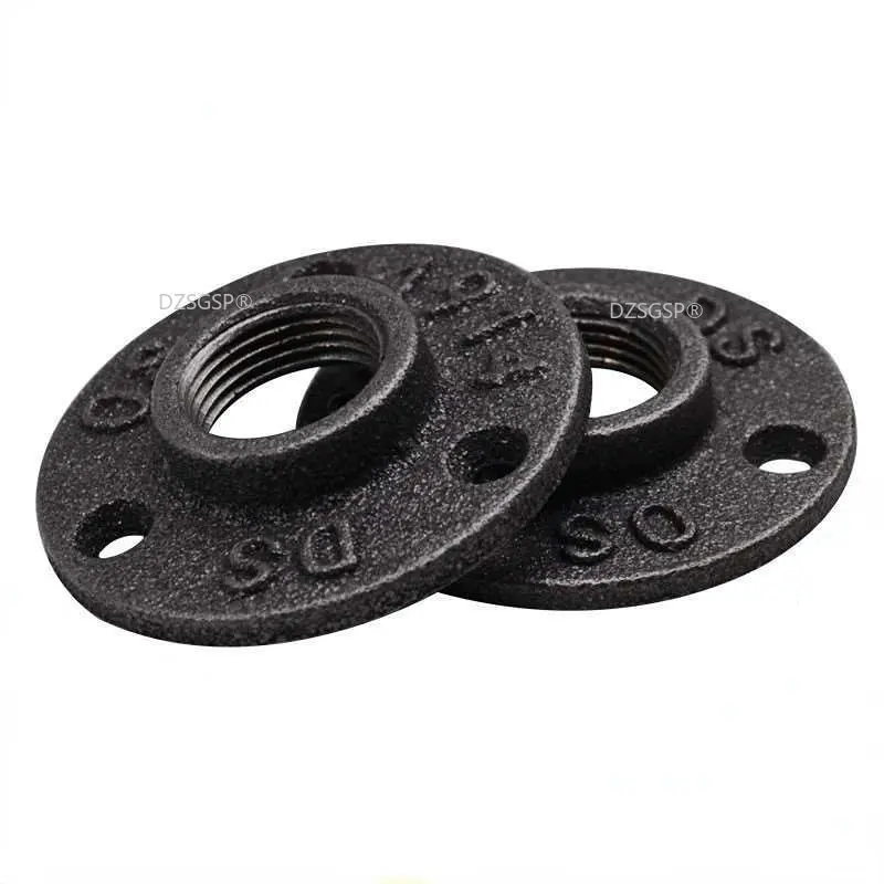 

6pcs Cast Iron Flanges Thread Flange Piece Hardware BSP Malleable Iron 1/2" 3/4" Pipe Fittings Wall Mount Floor Antique 3 Hole