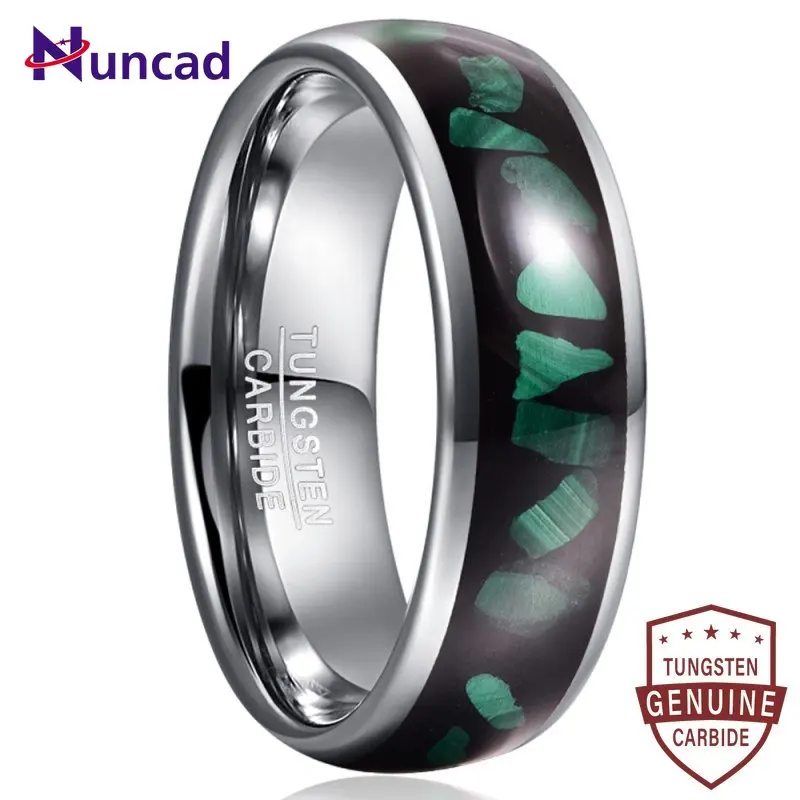 

Nuncad Large Pieces Malachite Tungsten Steel Rings For Men Wedding Rings Polished Shiny Comfort Fit