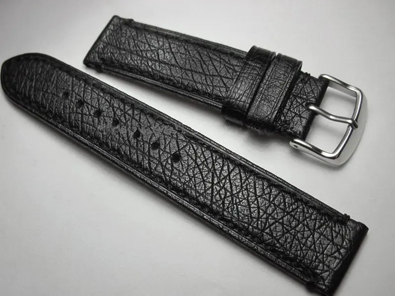 

22mm Handmade South Africa Ostrich Leather Black Watch Strap Band Genuine Leather Men Watch Belt Upscale New texture Watchbands