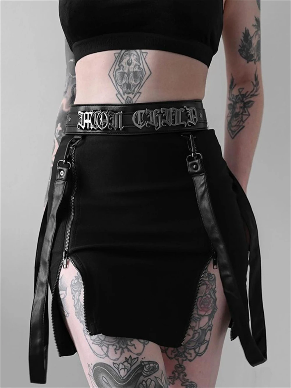 

Mall Goth Side Slit Mini Skirt Women High Waist Y2k Gothic Fashion Split Egirl Skirts Female Fairycore Grunge Sexy Short Faldas