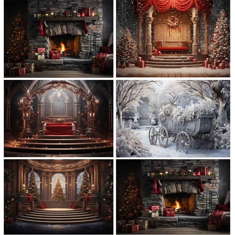 Рождественский фон уютная гостиная с украшением рождественской елки снег новый