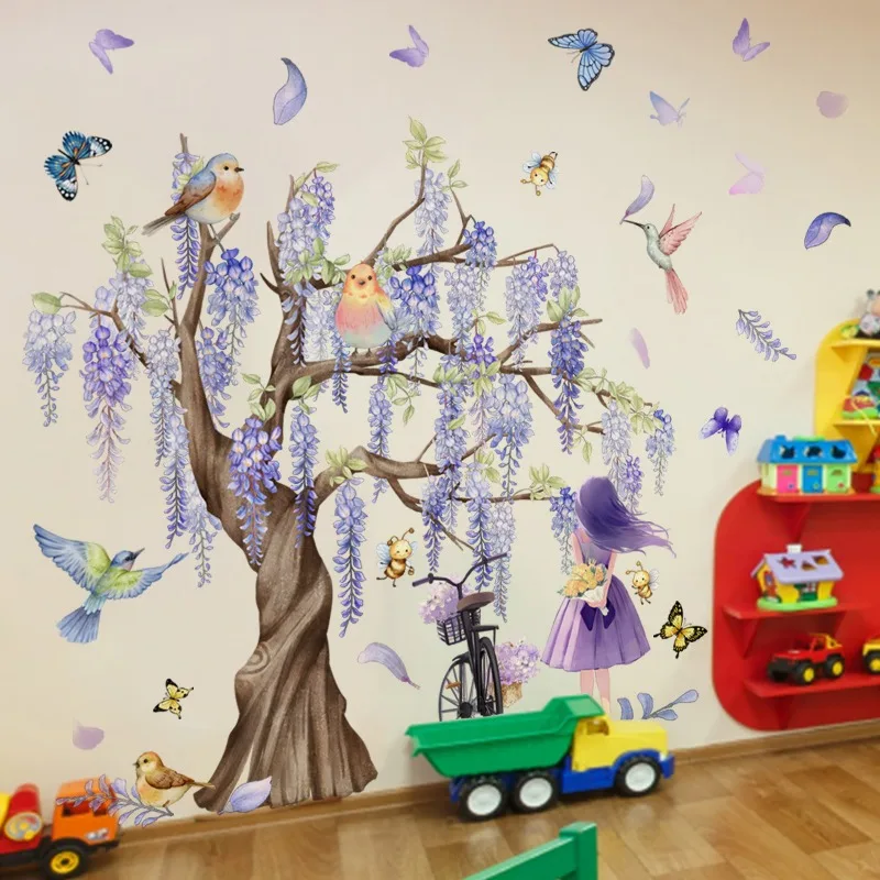 Фотофон для детской комнаты с цветочным рисунком