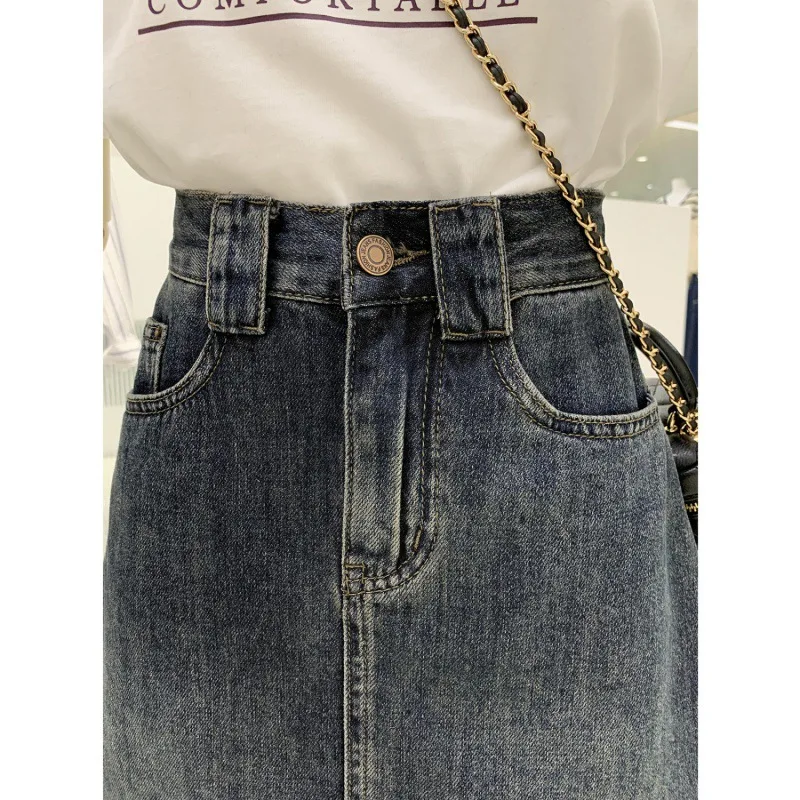 Spring 2023 New Fashion New Summer Women High Waist Button Wigh Leg Jeans Shorts Casual Female Loose Fit Blue Denim Shorts