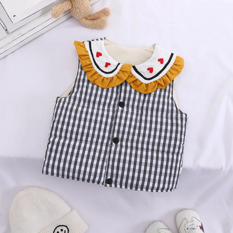 

Детский жилет для маленьких девочек, осенне-зимняя клетчатая куртка, жилет, пальто, детская куртка без рукавов, хлопковая безрукавка, Детска...