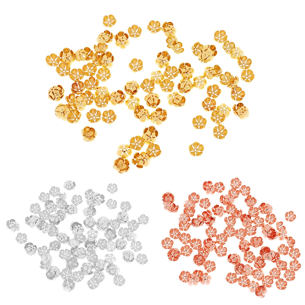 

100 Wholsale Metal Alloy Hollow Flower End Spacer Metals Jewelry Making