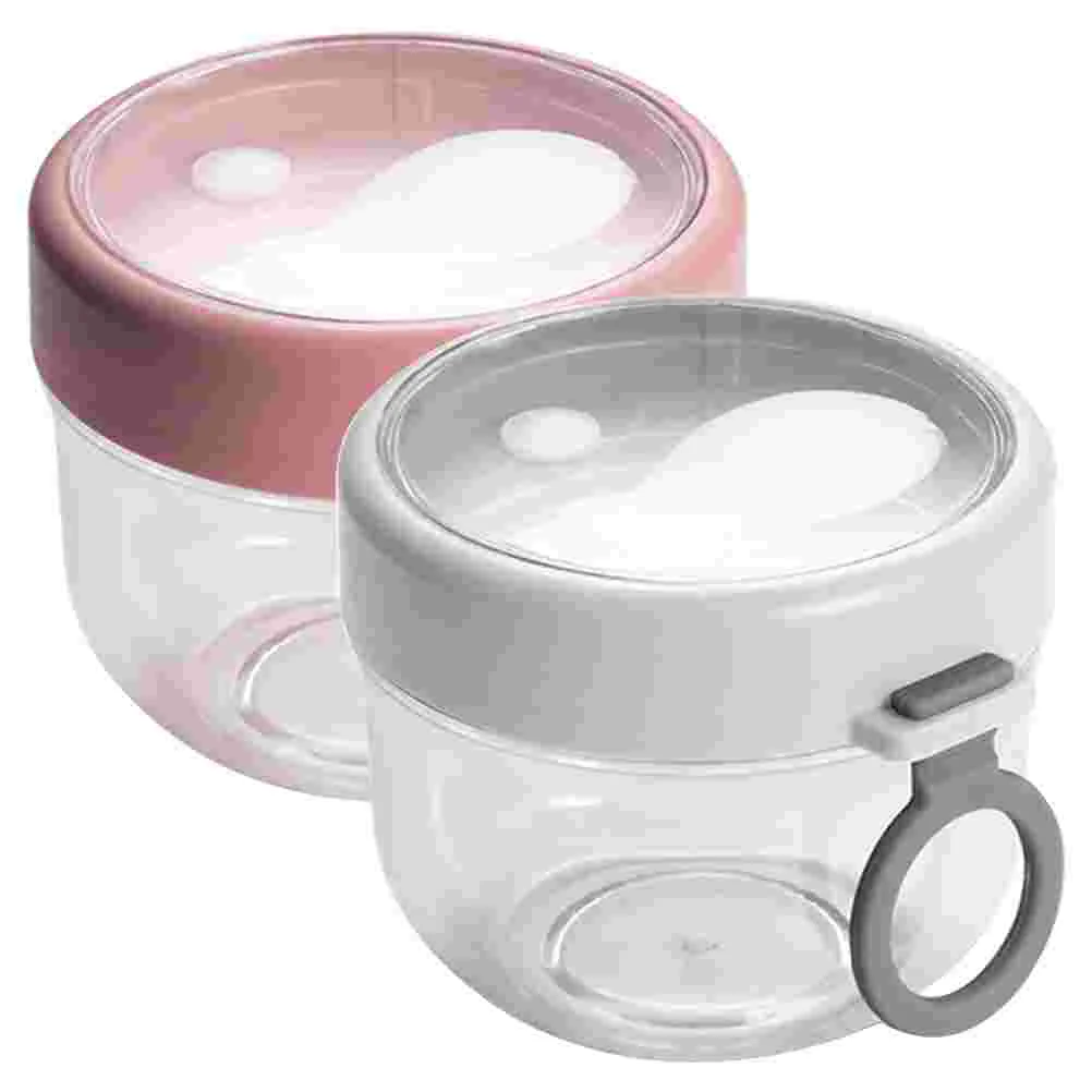 

2pcs Overnight Oat Containers Lidded Portable Plastic Yogurt Jars with Spoons