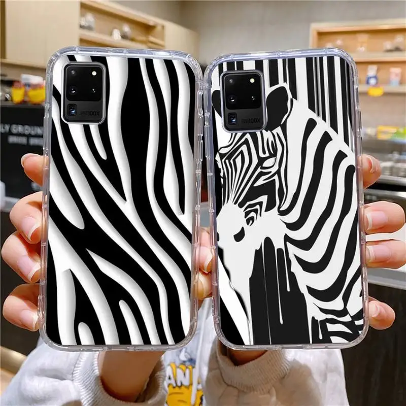 

Cartoon Zebra Pattern Phone Case For Samsung Galaxy S10 S10e A70 Edge S22 S23 Plus Ultra Note10 Transparent Cove