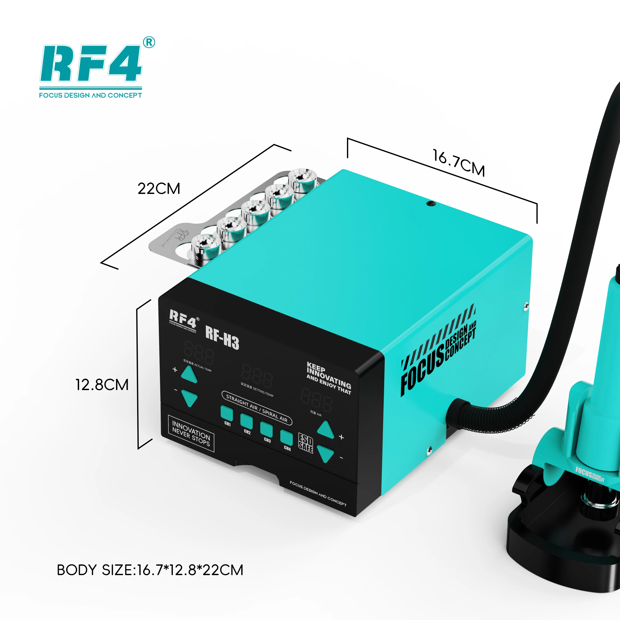 RF4 RF-H3 1200 Вт паяльная станция SMD с горячим воздухом интеллектуальный ЖК-дисплей