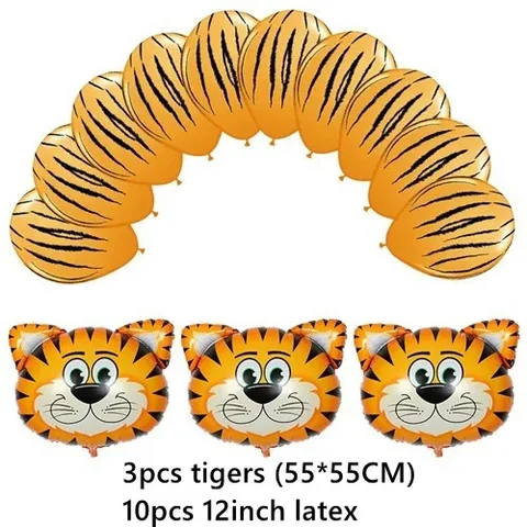 13 шт., воздушные шары в виде головы льва, коровы, тигра, зебры