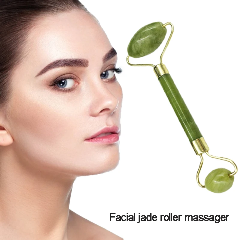

1pcs Double Head Green Jade Roller Elliptical Massager Eye Face Neck Facial Slimming Thin Face Beauty Health Care Do Wholesale