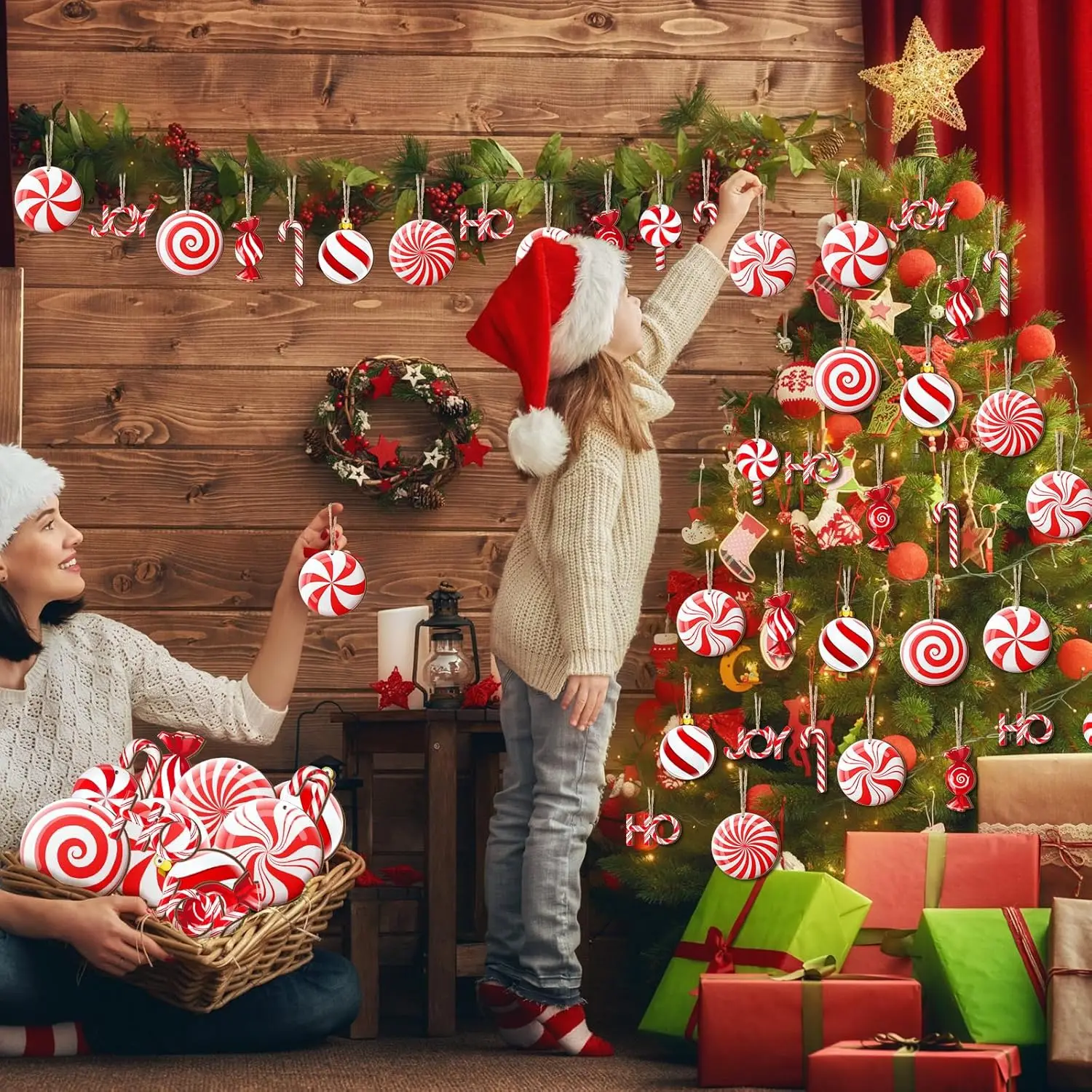 12 шт. красные конфеты рождественские деревянные украшения украшение для дома