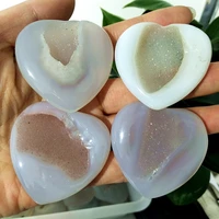 natural agate stone real crystal druzy heart palm and pendant ornaments gemstone chakra reiki meditation healing crystals
