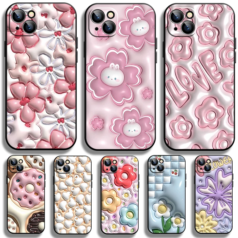 

Nonstereoscopic 3D Vision Flower Anime Girl Black Phone Case For iPhone 14 13 12 Mini 11 XS Pro Max X XR 8 7 6 Plus 5 SE 2020