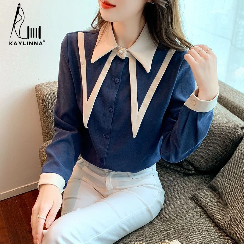 KAYLINNA Autumn Women Blouse Office Lady Casual Shirts  Button Long Sleeves Blouses Women Chiffon Shirt Top Women's Clothing